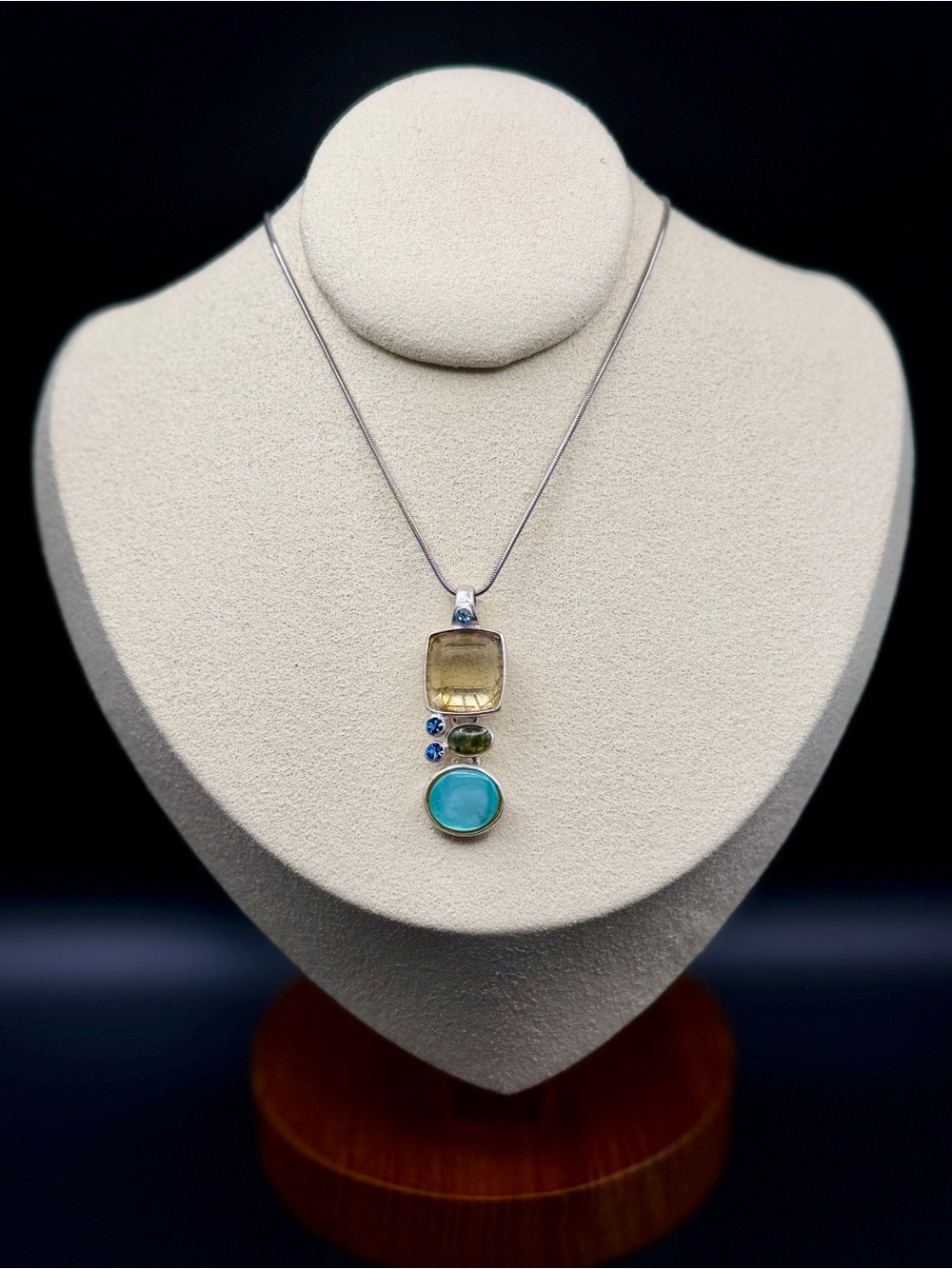 Stunning Artisan Multi-Gemstone & Crystal Statement Pendant Necklace